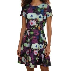 BETSEY JOHNSON Floral Scuba Fit &‎ Flare Dress EUC Size 10